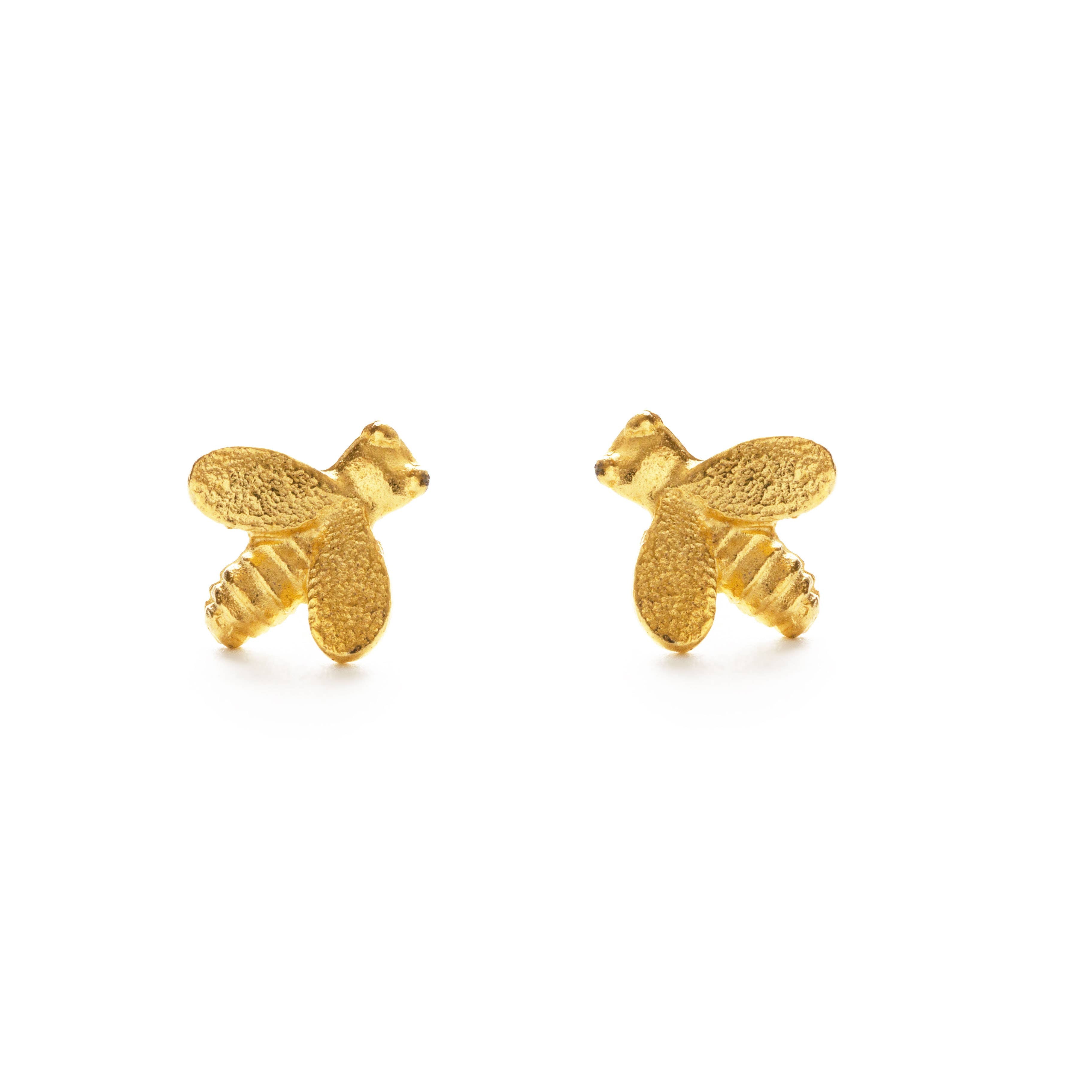 amano studios vintage style honey bee gold stud earrings 