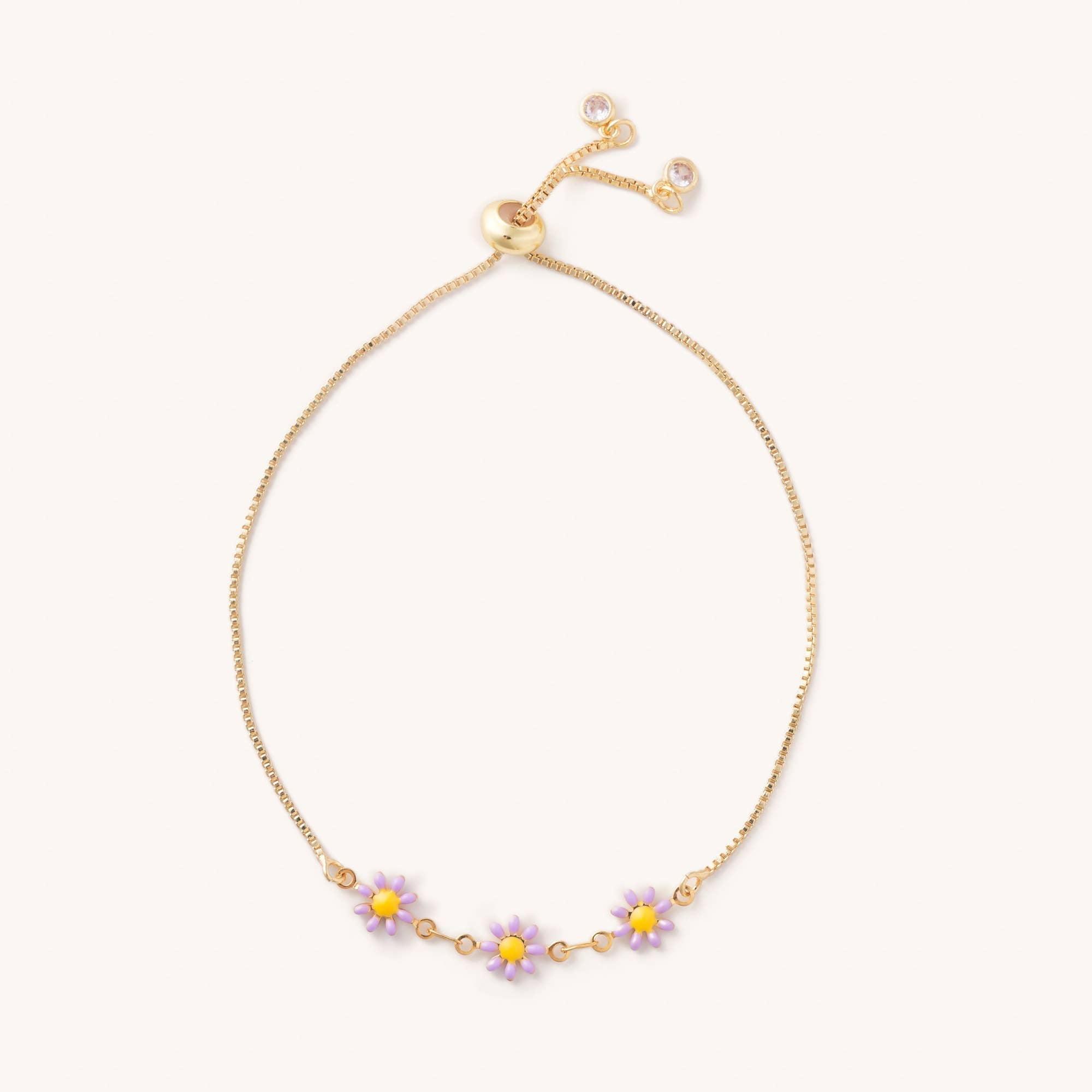 Daisy Gold Slider Bracelet in White - FORM + CONTENT