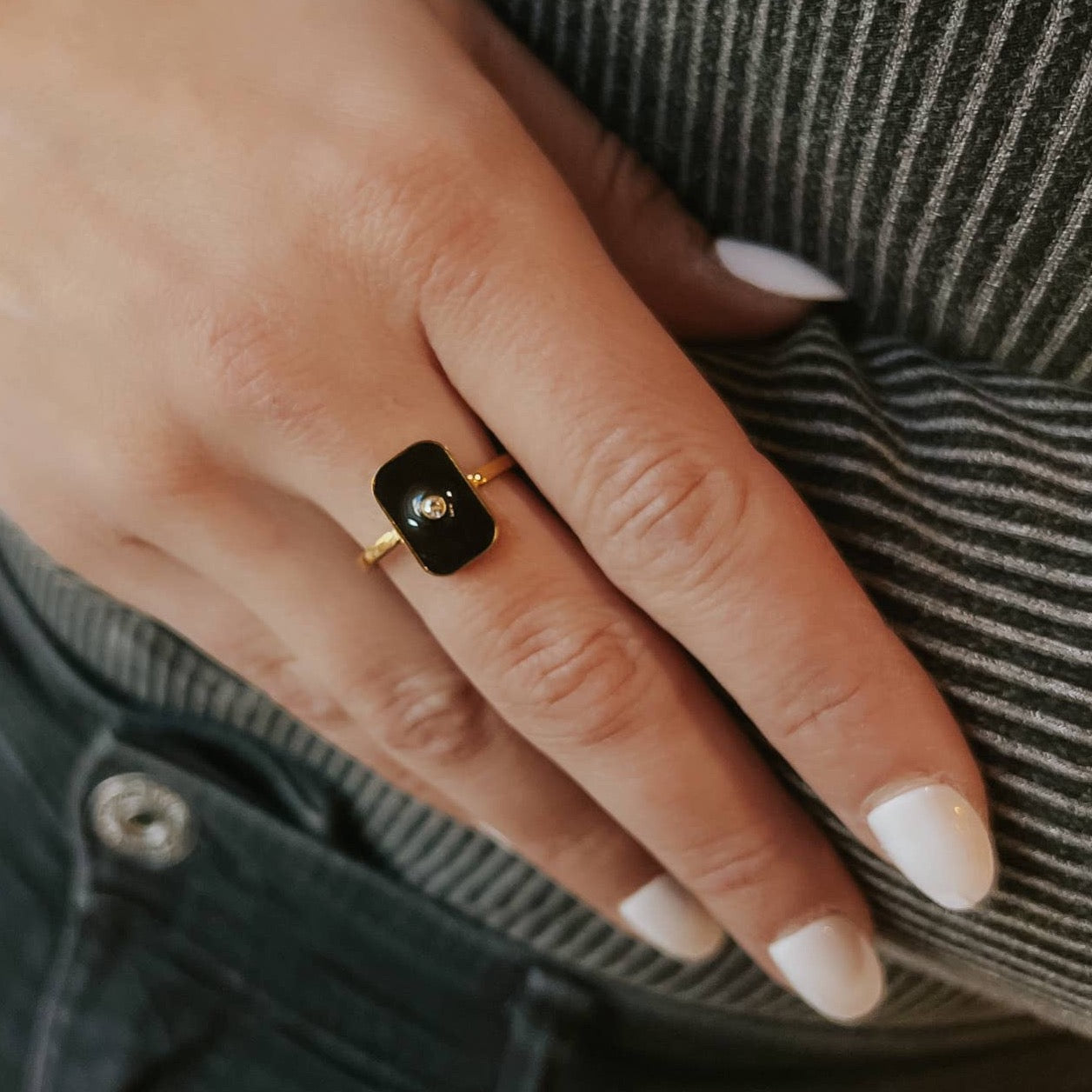 Ryker Crystal Black Ring - FORM + CONTENT