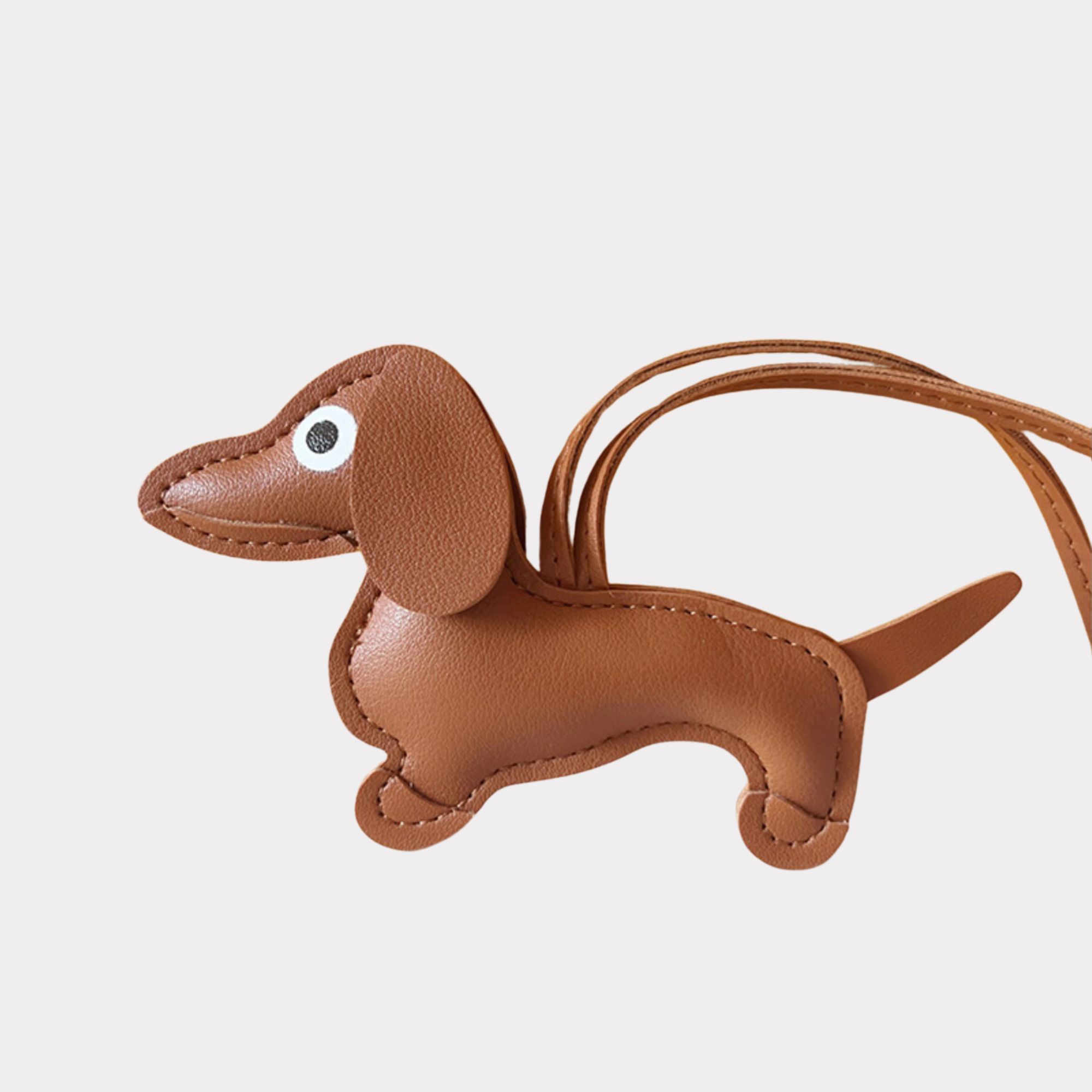 Dachshund Leather Bag Charm in brown 