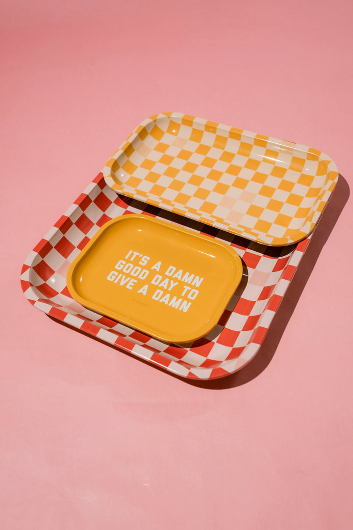 Medium Yellow Checkerboard Tray - FORM + CONTENT