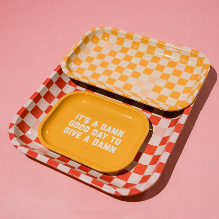 Large Red + White Checkerboard Trinket Tray - FORM + CONTENT