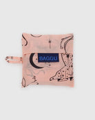 BAGGU pink reuseable bag folder with black swim, ballerina, bow, ribbons, girly, feminine details