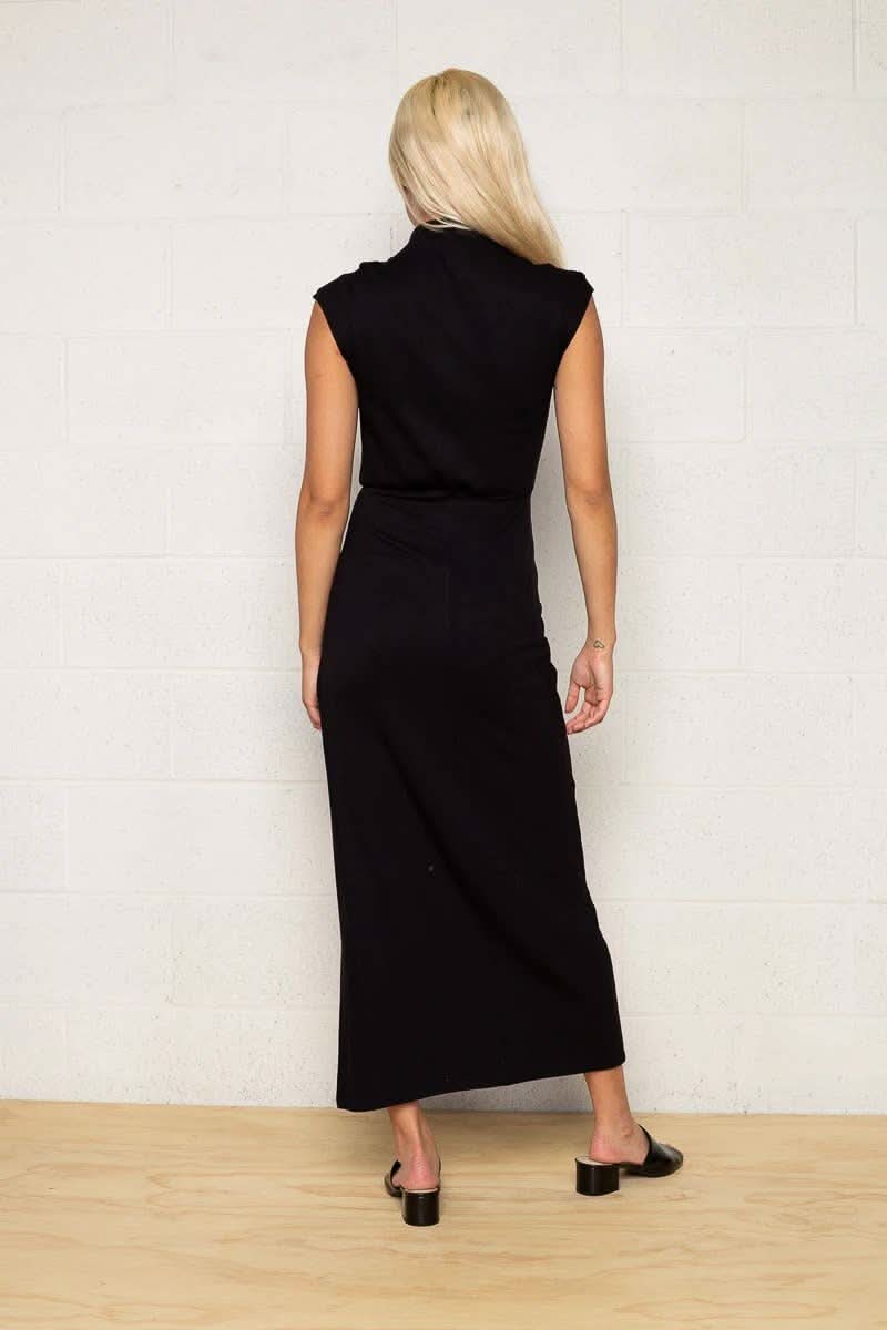 Marilyn mock neck maxi dress in black, elegant evening wear