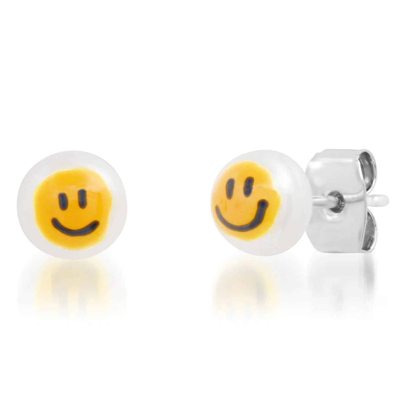 Smily Face Freshwater Pearl Earrings - 8mm Pearl - FORM + CONTENT