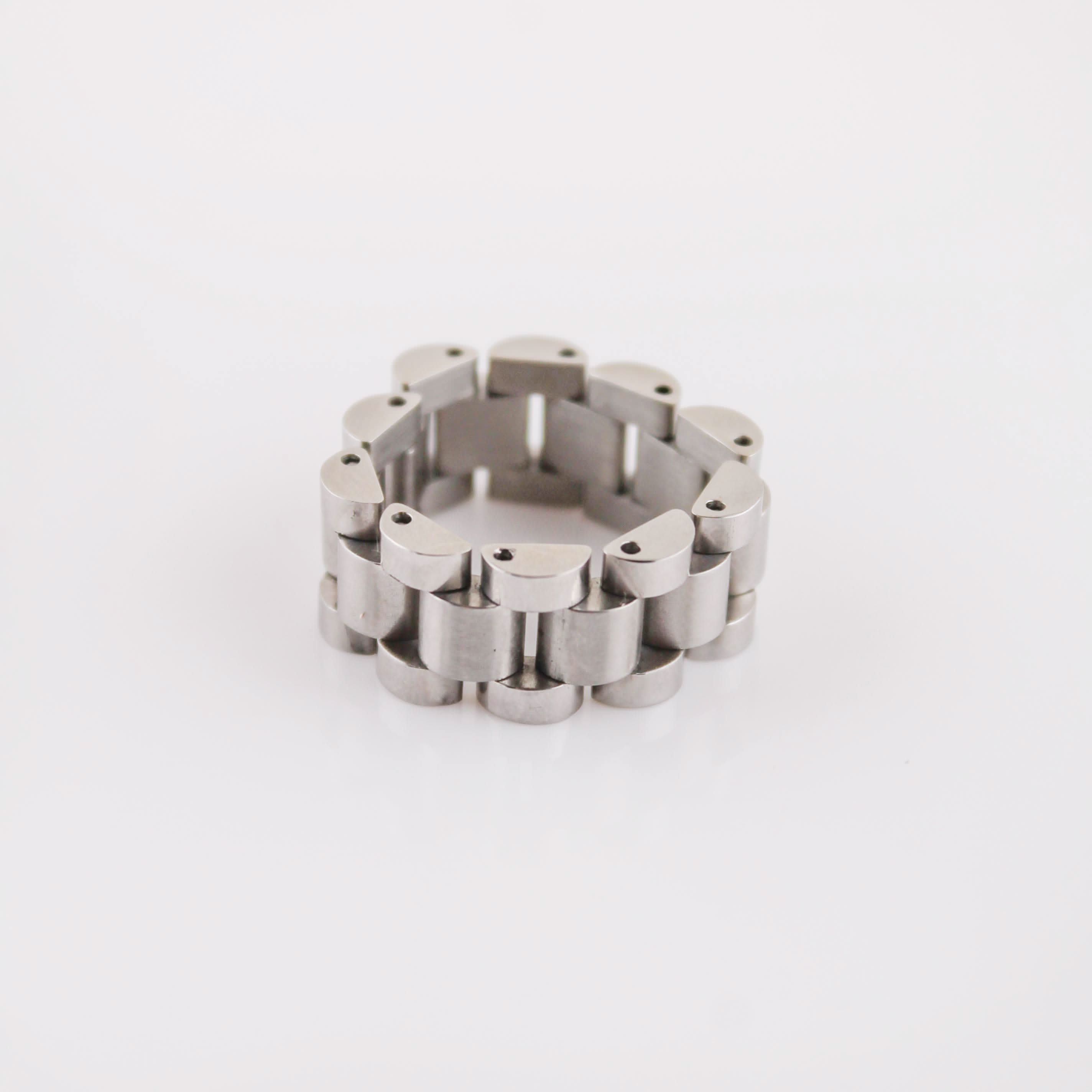 Metallic bracelet on a white background