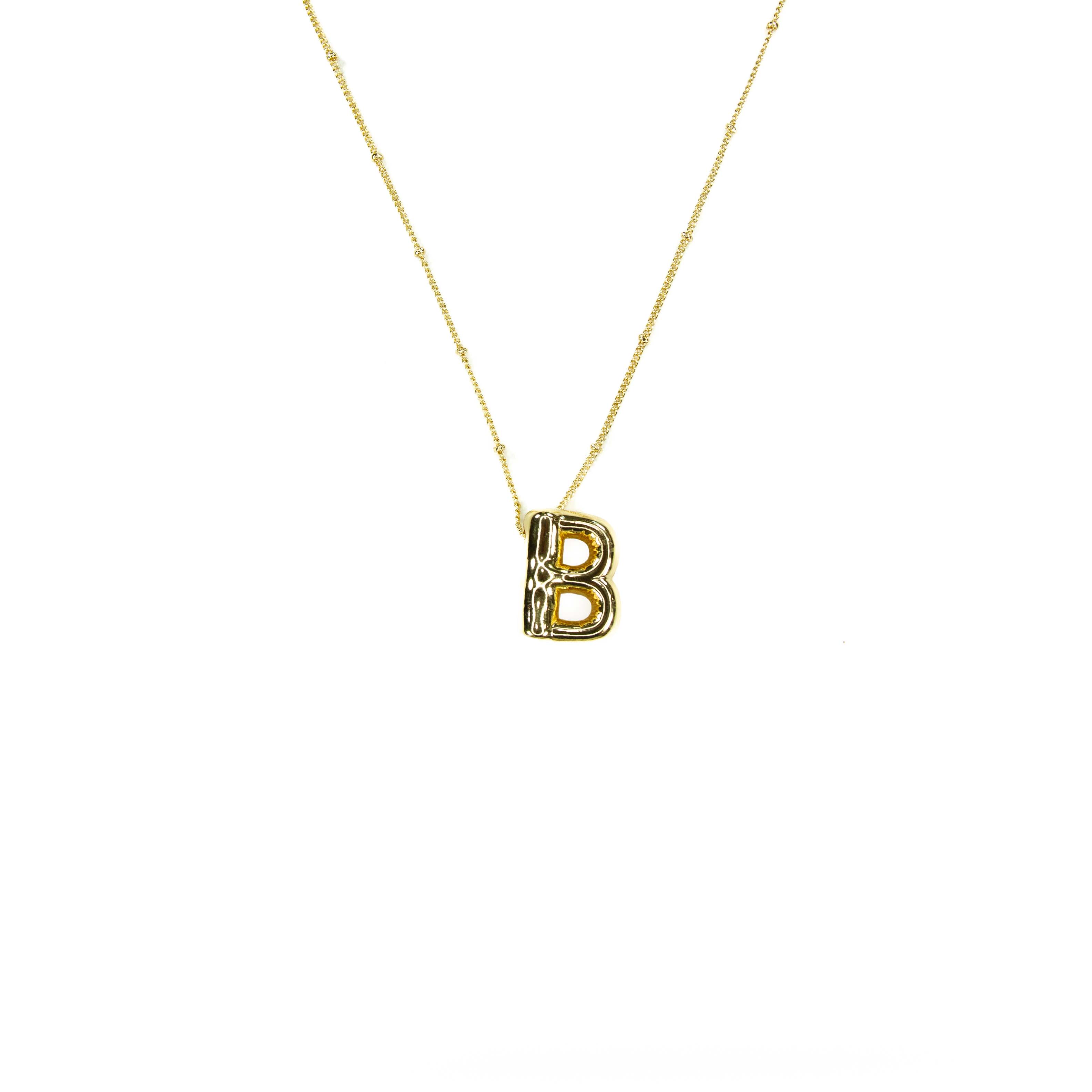 Initial Balloon Bubble 18K Gold Necklace: B / Gold Filled - FORM + CONTENT