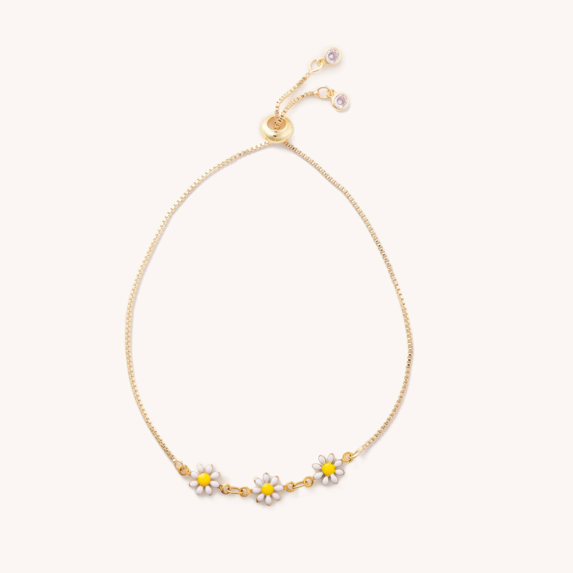 Daisy Gold Slider Bracelet in White - FORM + CONTENT