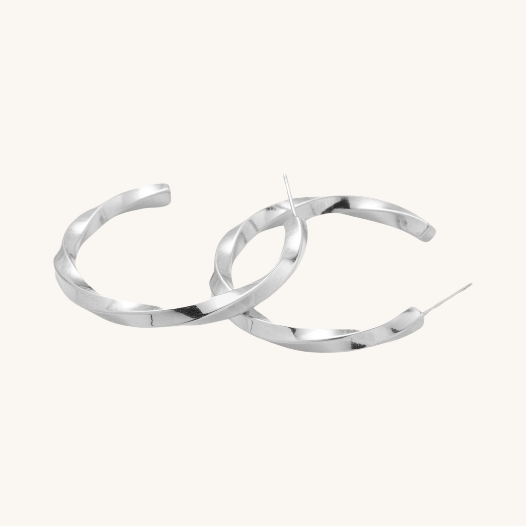 Nikki Smith - Madrid Silver Twist Hoops Earrings - FORM + CONTENT