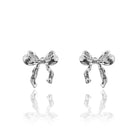 Silver Bow Ribbon Stud Earrings - FORM + CONTENT