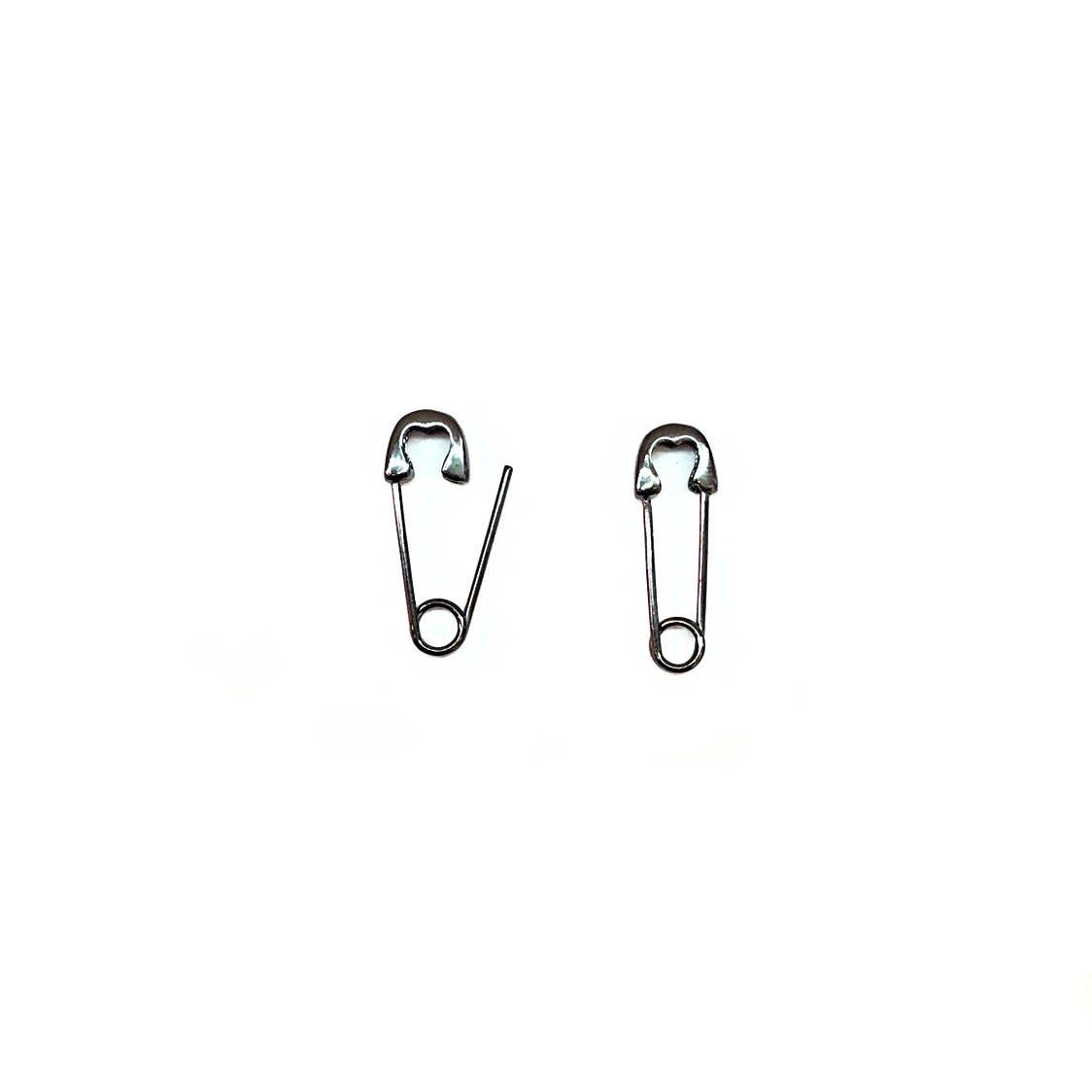 Mini Safety Pin Earrings - Black - FORM + CONTENT